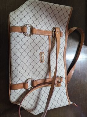 Rioni Signature Natural Ivory Monogram Canvas Shoulder Tote Bag